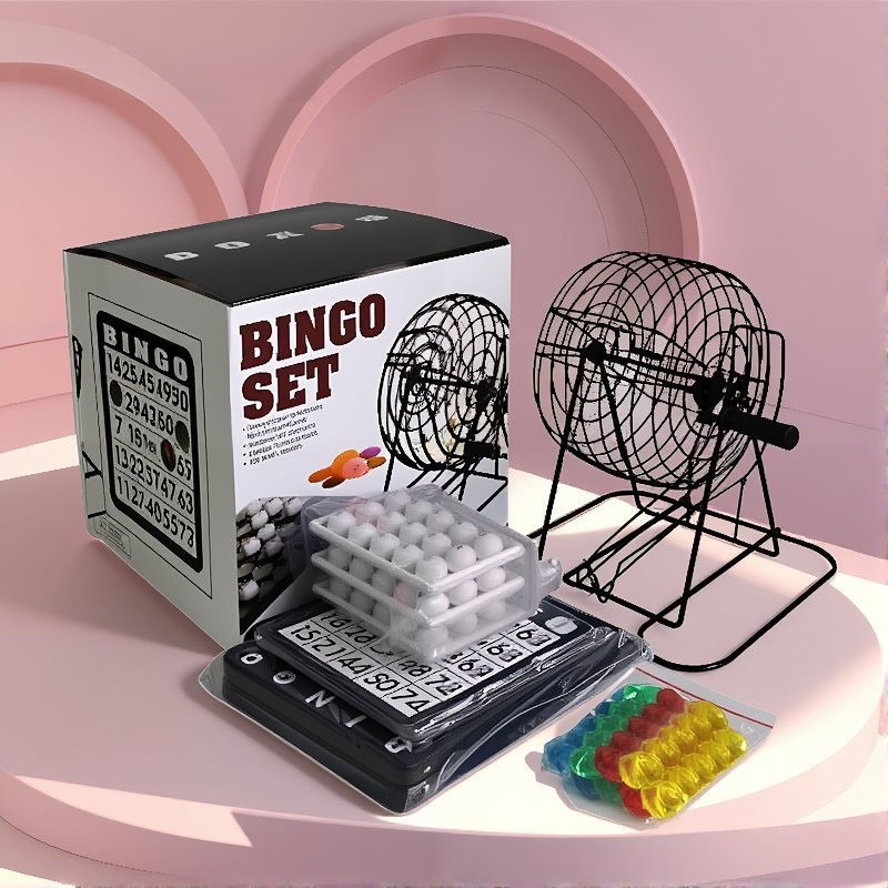 Party Games For Adults Large Group - Stahl-Bingo-Spielkäfig-Set, Bingo-Lotterie-Maschine, großes Tischspiel für Erwachsene,