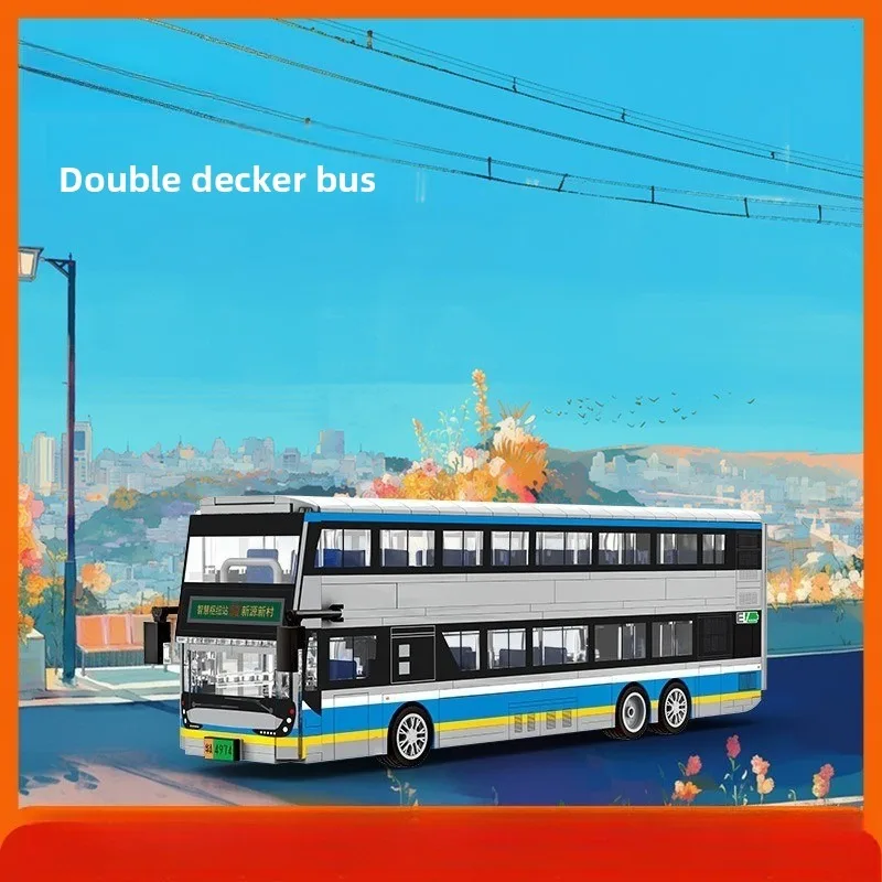 Party Games Bus - 2026 Neuer Stadtbus-Spielzeug-Intercity-Doppeldeckerbus zum Zusammenbauen, kleine
