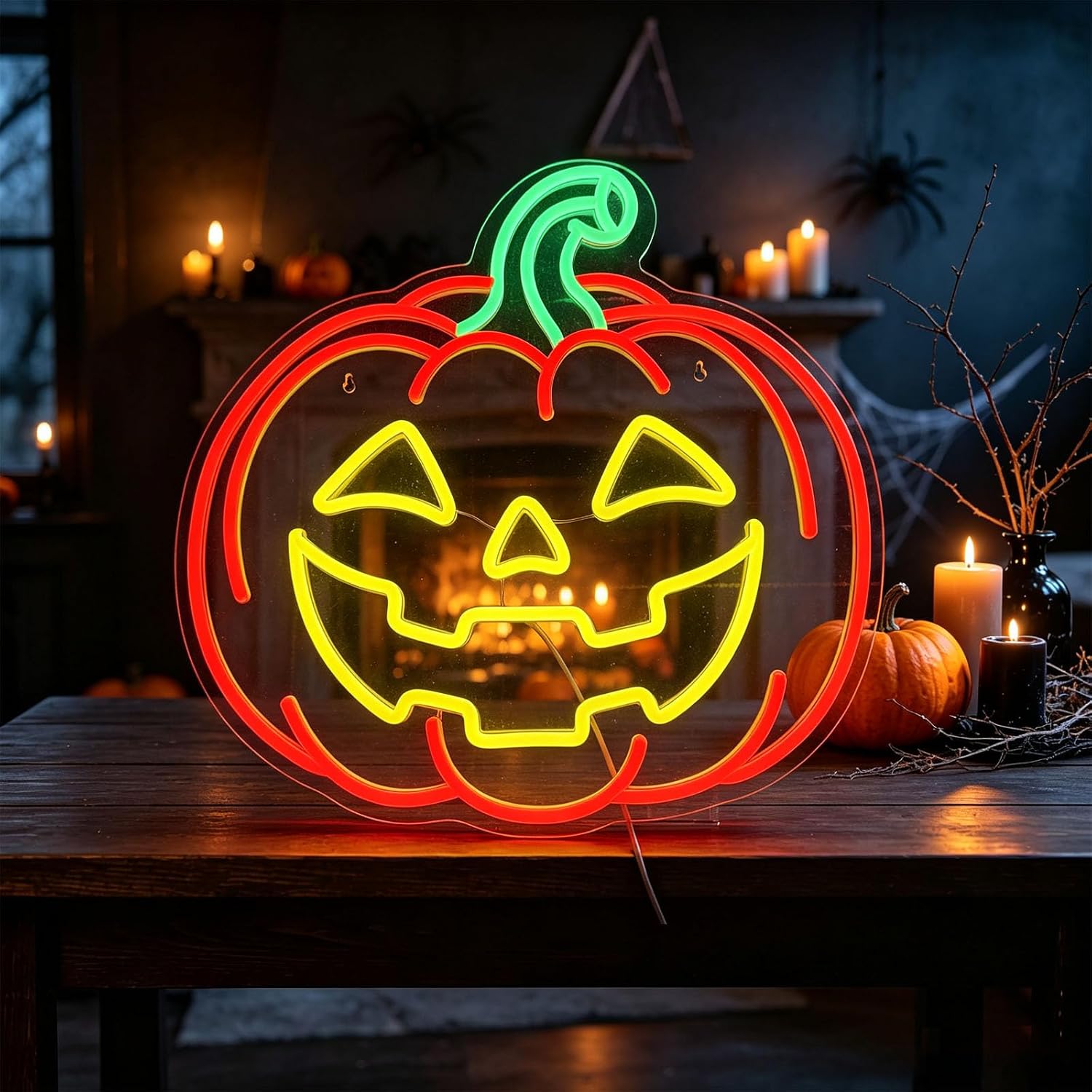 Party Games Jack - Kürbis-Jack-O'-Lantern-Neonschild, USB-betriebene LED-Neonleuchte für Schlafzimmer, Bar,
